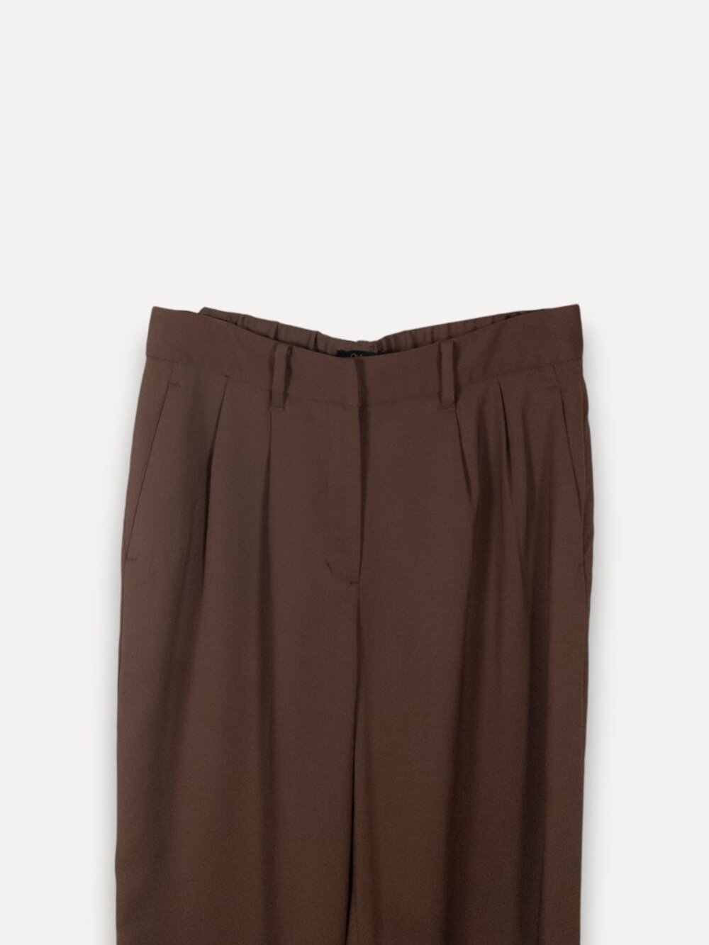 Quince Stretch Crepe Pleated Wide Leg Pants Size 8 Redwood Brown - Picture 4 of 8